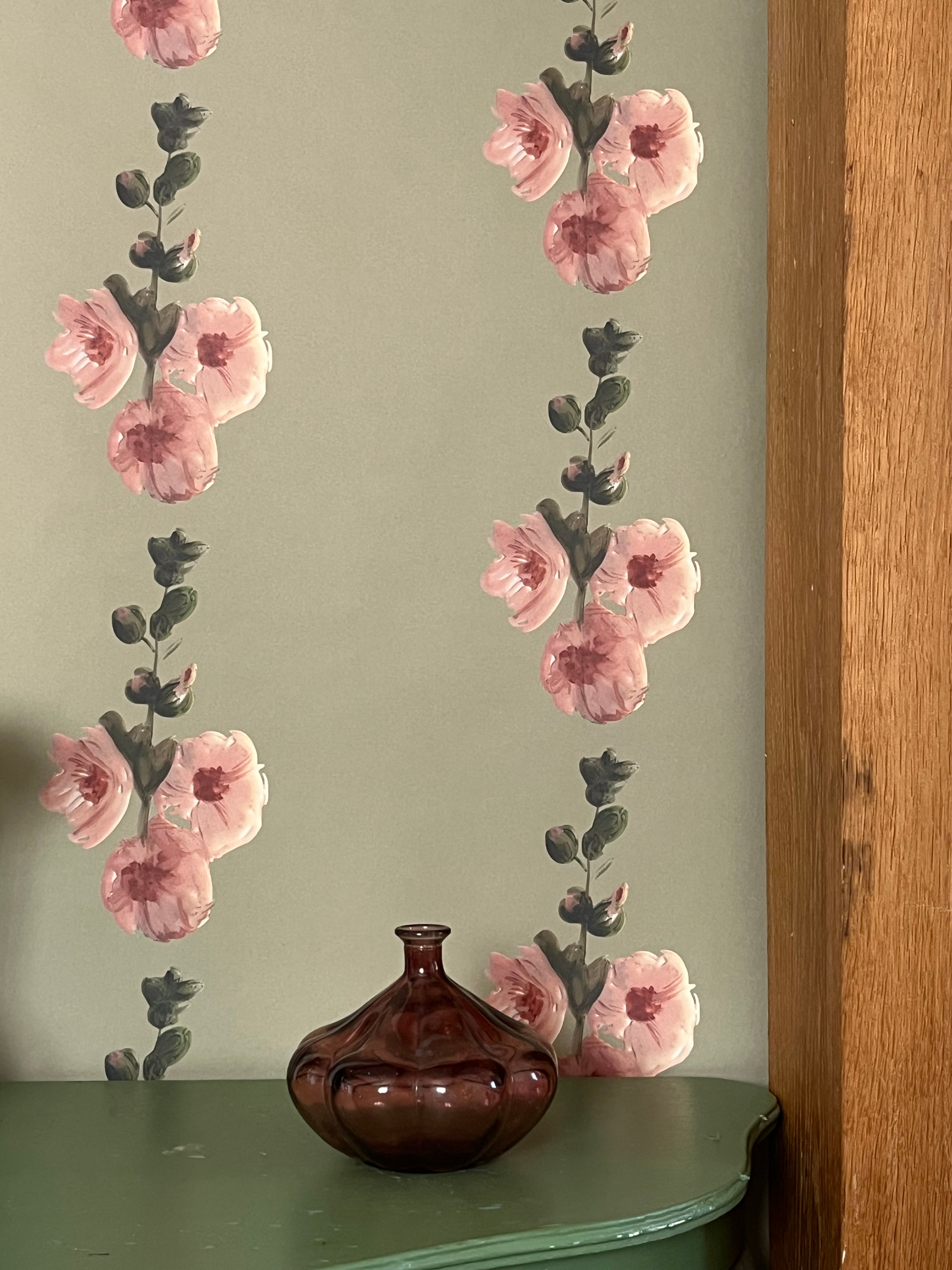 Hollyhocks Wallpaper - Made to Order