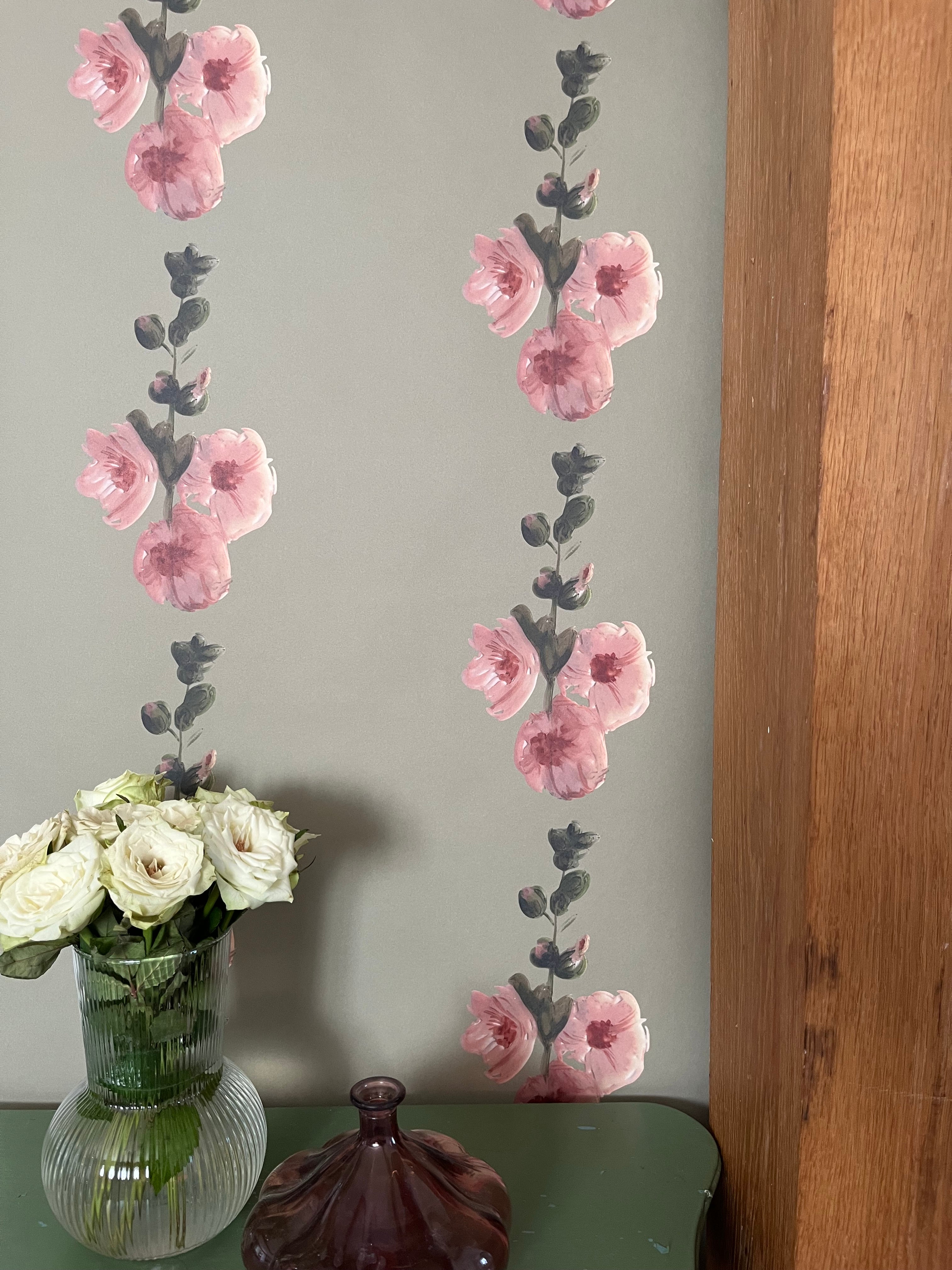 Hollyhocks Wallpaper - Made to Order