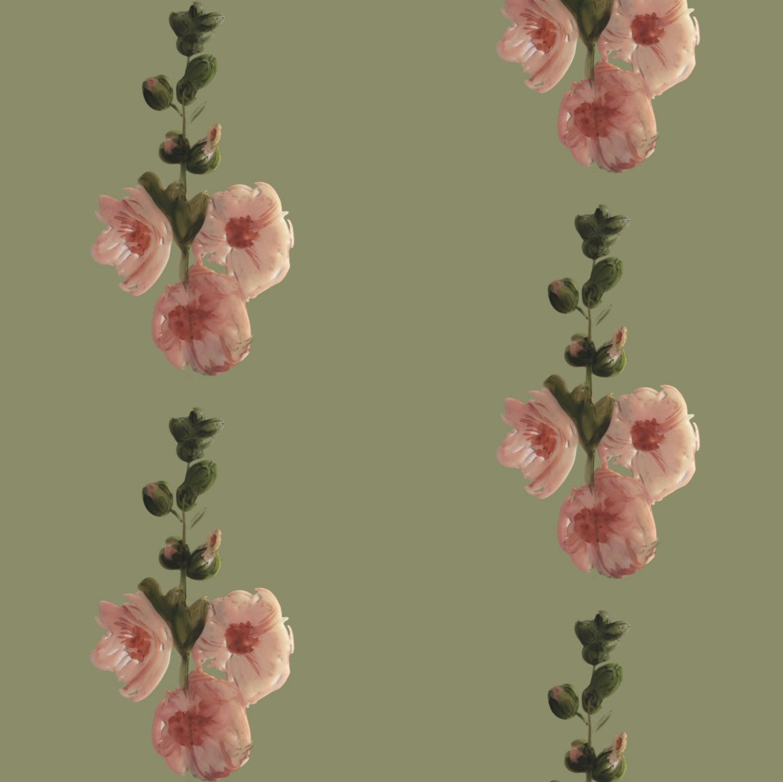 Hollyhocks Wallpaper - Made to Order